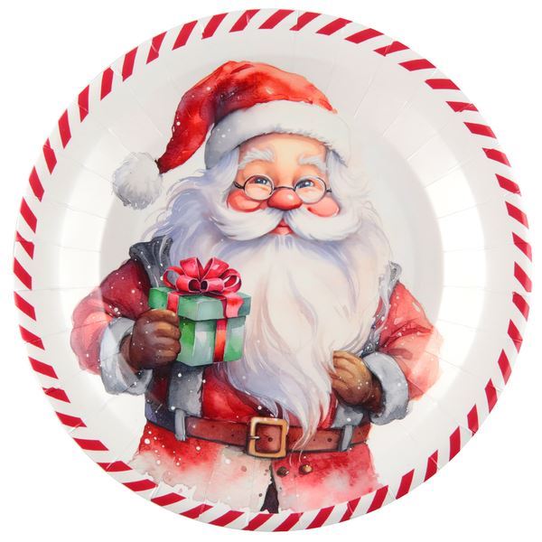 Imagen de Platos Santa Claus Elegante 22.5cm cartón (10 unidades)