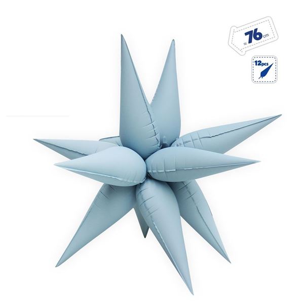 Imagen de Globo Estrella 3D Azul Pastel Mate Foil (76cm)