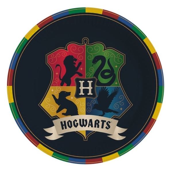 Imagen de Platos Harry Potter Casas Hogwarts cartón 23cm (8 unidades)