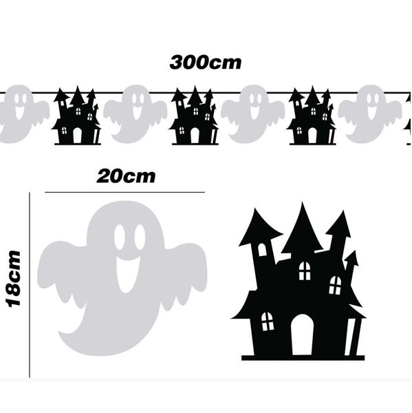 Imagens de Guirnalda Fantasmas y Castillos Halloween cartón (3m)