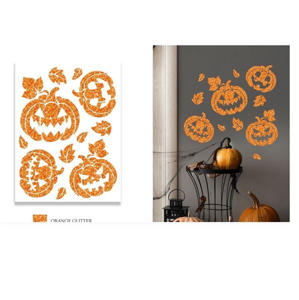 Imagen de Decorado Adhesivo Calabaza Efecto Glitter