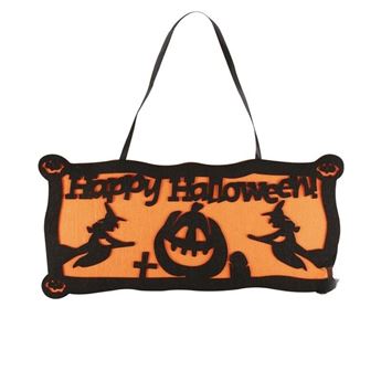 Imagen de Cartel Happy Halloween Brujas y Calabazas 48cm x 22cm