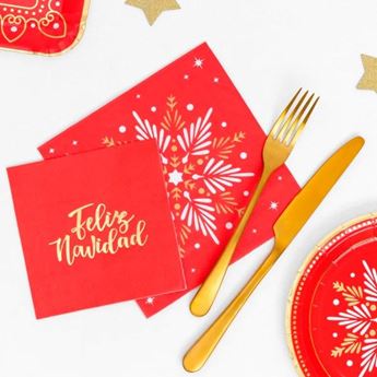 Imagen de Servilletas Feliz Navidad Rojas papel 25cm (20 unidades)