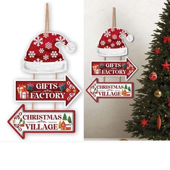 Imagen de Letrero Navideño de Madera "Gifts Factory & Christmas Village" 36x24cm