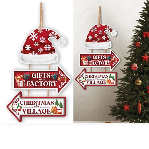 Imagen de Letrero Navideño de Madera "Gifts Factory & Christmas Village" 36x24cm