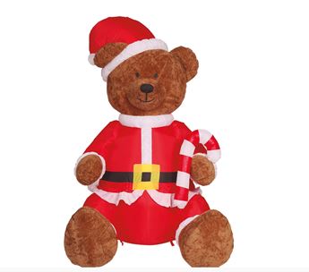 Imagen de Hinchable Oso Santa Navidad Sentado con Luz 180 cm