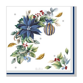 Picture of Servilletas Flores de Pascua Azul Navidad papel 33cm (16 unidades)