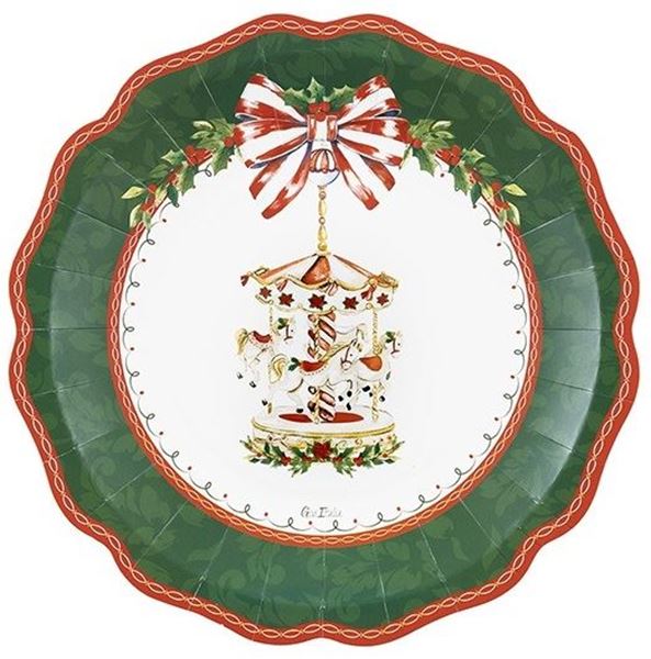 Imagen de Bajoplatos Santa Carrusel Navidad cartón 27cm (8 unidades)