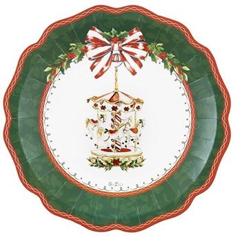 Picture of Platos Santa Carrusel Navidad cartón 27cm (8 unidades)