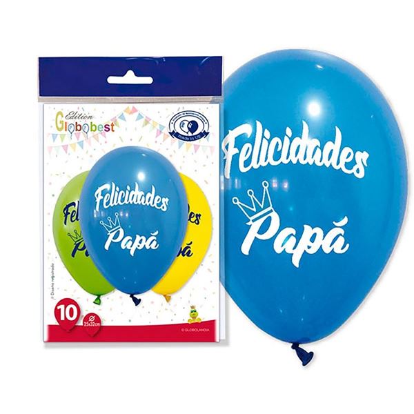 Imagens de Globos Felicidades Papá Látex (10 unidades)