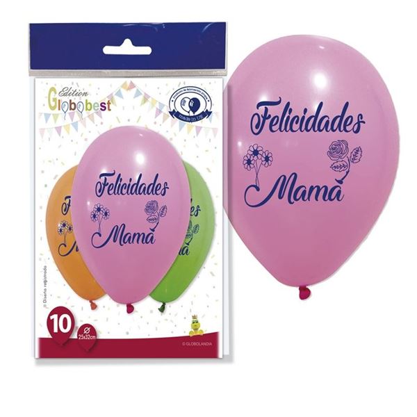 Picture of Globos Látex Felicidades Mamá (10uds)