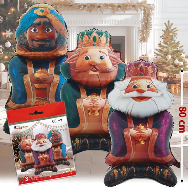 Imagens de Set de Globos Inflables Reyes Magos 80cm (3uds)