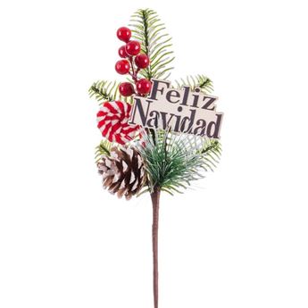 Picture of Pick Navideño Feliz Navidad con Piña y Detalles Rojos (35cm)