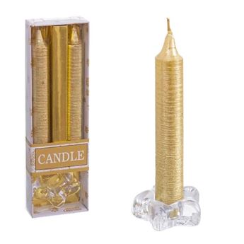 Picture of Set 2 Velas Doradas con Soporte de Cristal