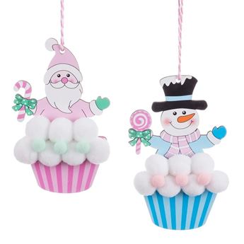 Imagens de Colgantes Navideños Cupcake Madera (12cm x 8cm x 2.5cm)