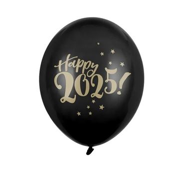 Imagen de Globos Feliz Año 2025 Látex 30cm (6 unidades)