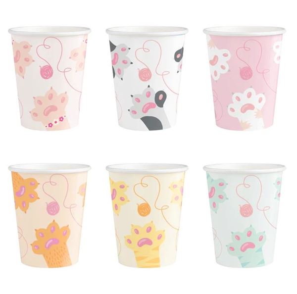 Imagen de Vasos Gatos Mix cartón 220ml (6 unidades)