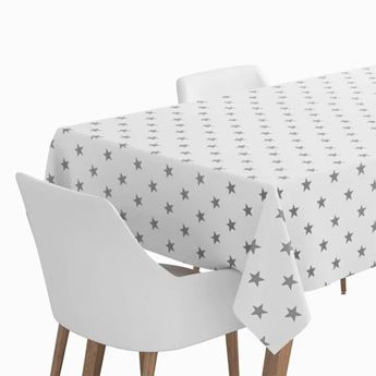 Imagens de Mantel Rollo Blanco Estrellas Plata papel (1.2m x 5m)