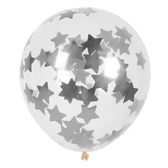 Picture of Globos Confeti Estrellas Plateadas Premium Látex (5 unidades)