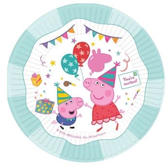 Imagen de Platos Peppa Pig y George Party cartón 23cm (8 unidades)