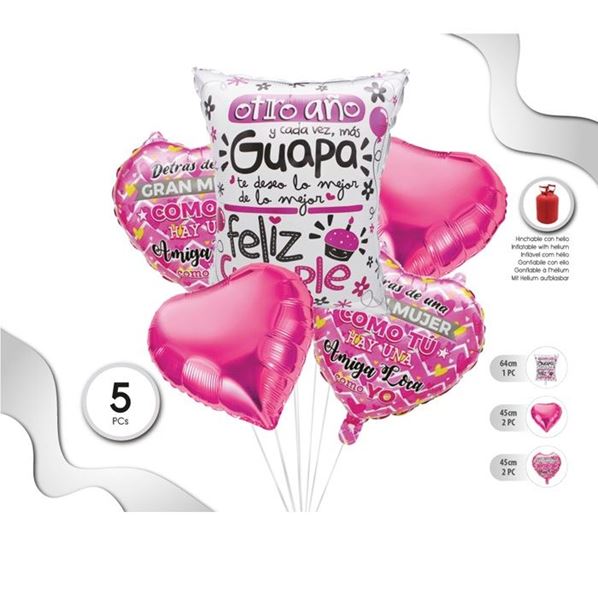 Imagen de Bouquet Globos Amigas Felicidades (5uds)