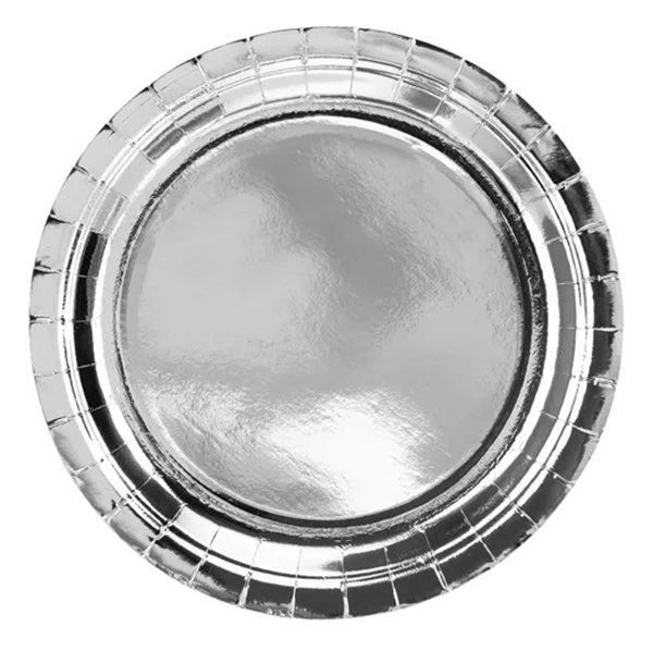 Picture of Platos Plateados Metal cartón 23cm (6 unidades)