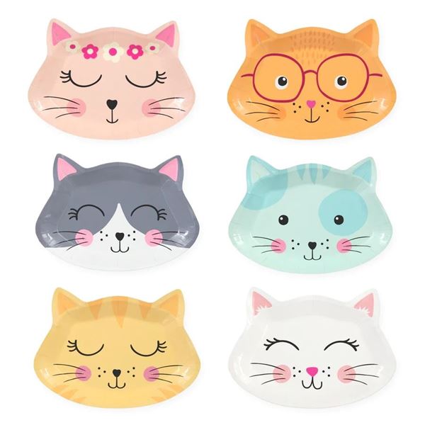 Imagen de Platos Gatos Mix cartón 20cm (6 unidades)