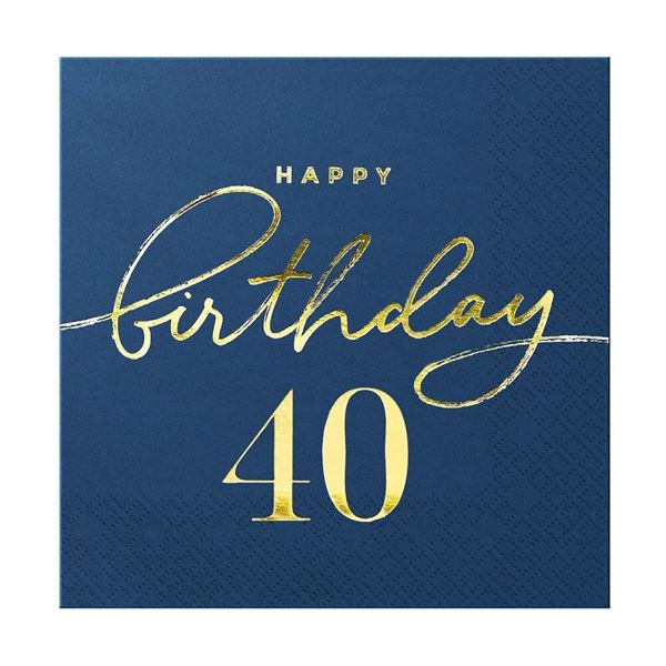 Imagen de Servilletas Azul Happy Birthday 40 (10 uds)