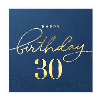 Picture of Servilletas Azul Happy Birthday 30 papel 33cm (10 unidades)