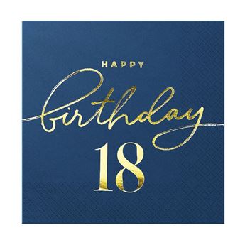 Picture of Servilletas Azul Happy Birthday 18 papel 33cm (10 unidades)