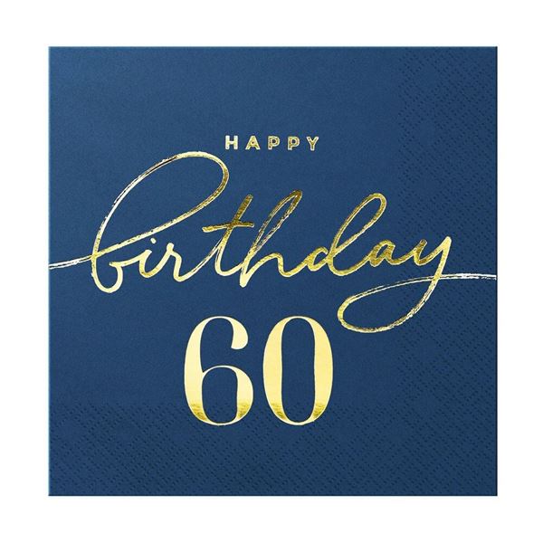 Imagen de Servilletas Azul Happy Birthday 60 papel 33cm (10 unidades)