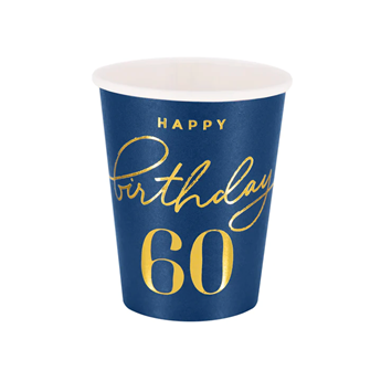 Imagen de Vasos Azul Happy Birthday 60 cartón (6 unidades)