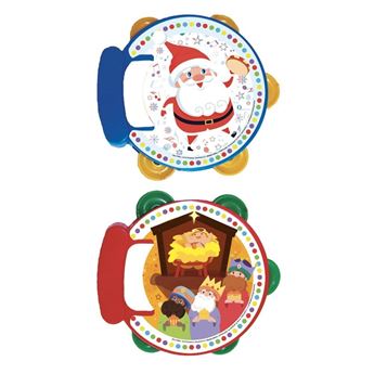 Imagens de Pandereta Navidad Papá Noel y Reyes Magos mix 16.5cm (1 unidad)