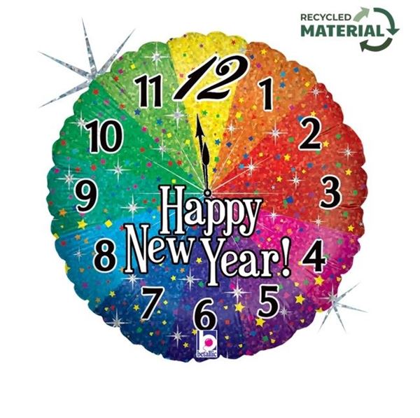 Imagen de Globo Happy New Year Reloj Holográfico 35cm 