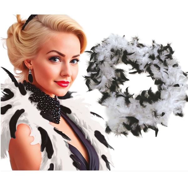 Picture of Boa de Plumas Blanca y Negro 180cm (40g)