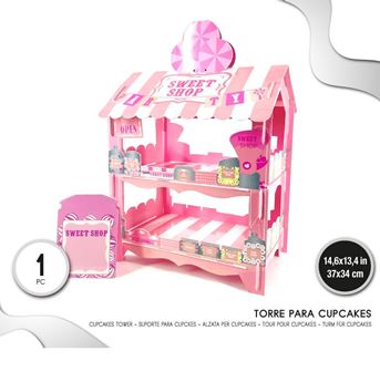 Picture of Stand Cupcakes Kiosko Dulce Rosa cartón (37cm x 34cm)