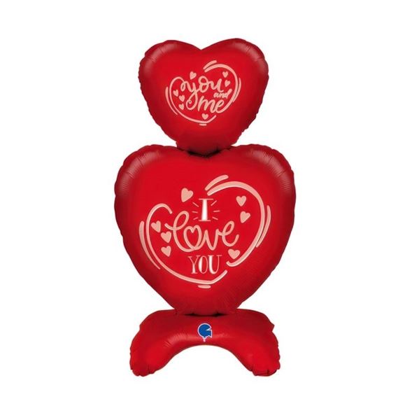 Picture of Globo Doble Corazón I love you con Base sin Helio (71cm)