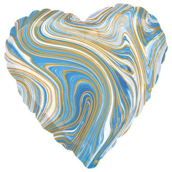 Picture of Globo Corazón Marblez azul (45cm)