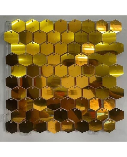 Imagen de Paneles de Lentejuelas Doradas Brillantes Hexagonales 30x30cm (10 unidades)