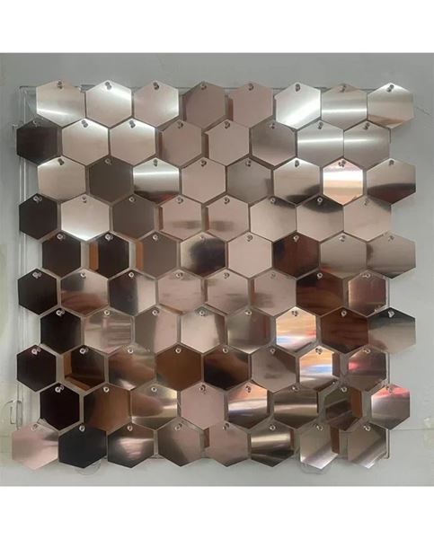 Imagen de Paneles de Lentejuelas Plateadas Brillantes Hexagonales 30x30cm (10 unidades)