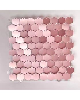 Imagens de Paneles de Lentejuelas Oro Rosa Brillantes Hexagonales 30x30cm (10 unidades)