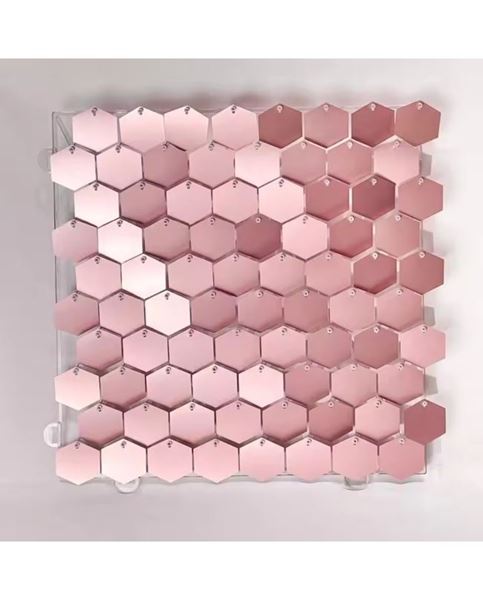 Imagen de Paneles de lentejuelas Oro rosa brillantes hexagonales 30x30cm (10 unidades)