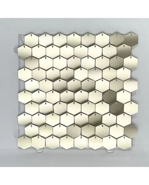 Imagen de Paneles de lentejuelas Champán Mate brillantes hexagonales 30x30cm (10 unidades)