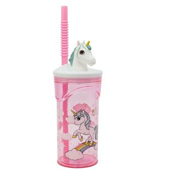 Imagen de Vaso 3D Unicornio con Pajita Reutilizable 360 ml