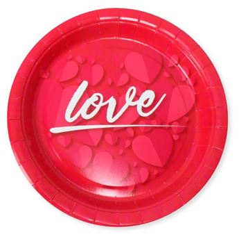 Imagen de Platos Love Rojo cartón 23cm (6 unidades)