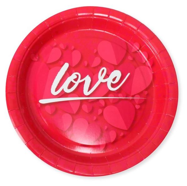 Imagen de Platos Love Rojo cartón 23cm (6 unidades)