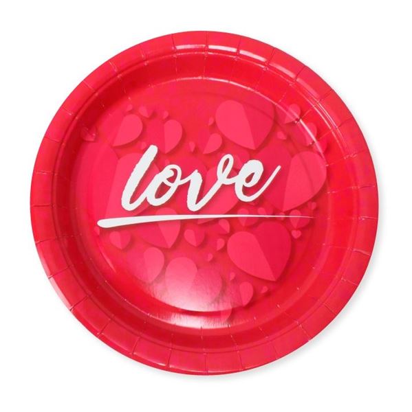 Imagen de Platos Love Rojo cartón 18 cm (6 unidades)