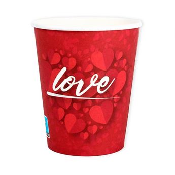 Picture of Vasos Love Rojo cartón 250ml (12uds)