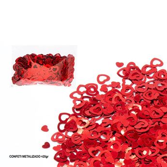 Imagen de Confeti Metálico Corazón Hueco Rojo (20g)