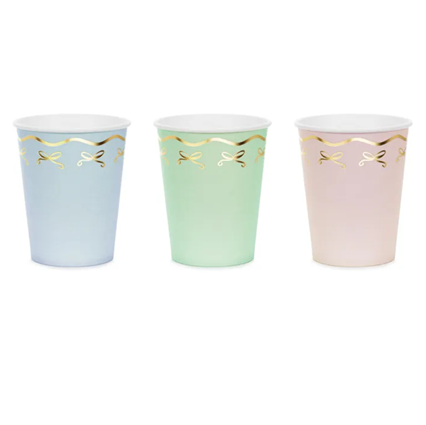 Imagen de Vasos Pastel Elegantes Mix Dorado cartón 220ml (6 unidades)